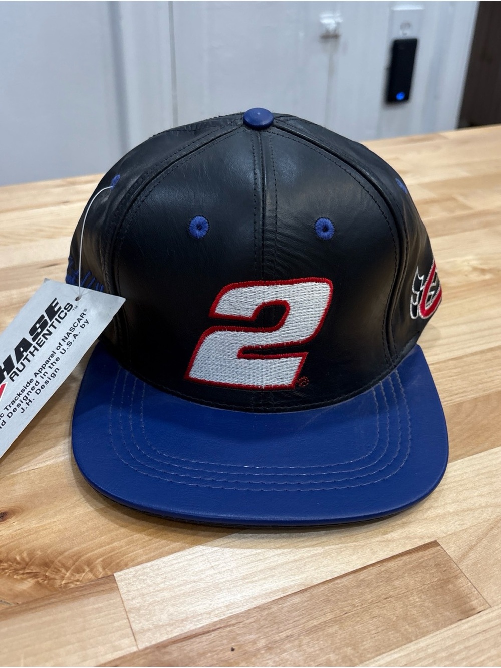 NWT Vintage Chase JH Design NASCAR Rusty Wallace #2 black Leather Snapback Hat